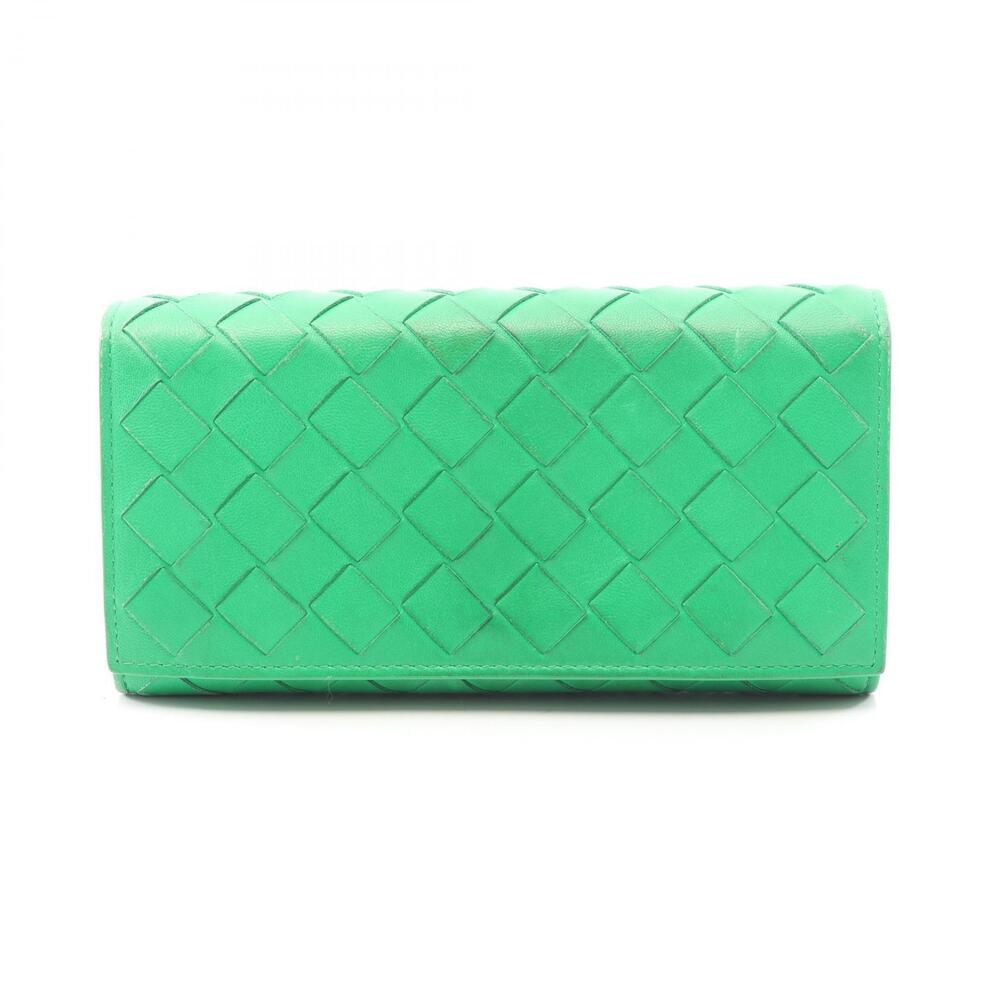 Bottega Veneta Intrecciato Bifold Long Wallet Leather Green